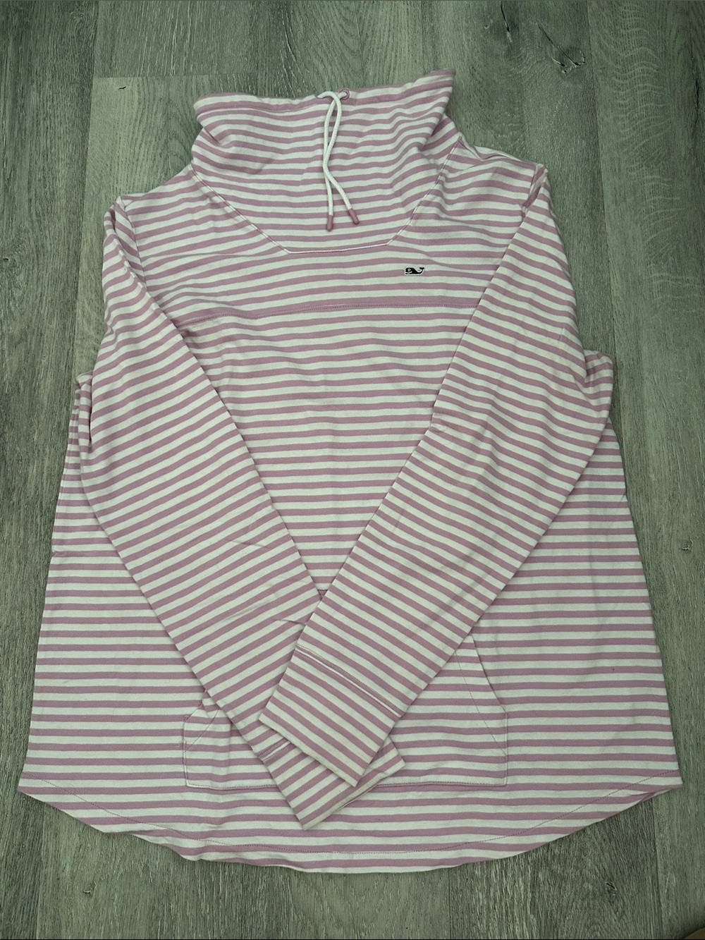 Vineyard Vines Pink and White Striped Cowl Pullover Hoodie medium